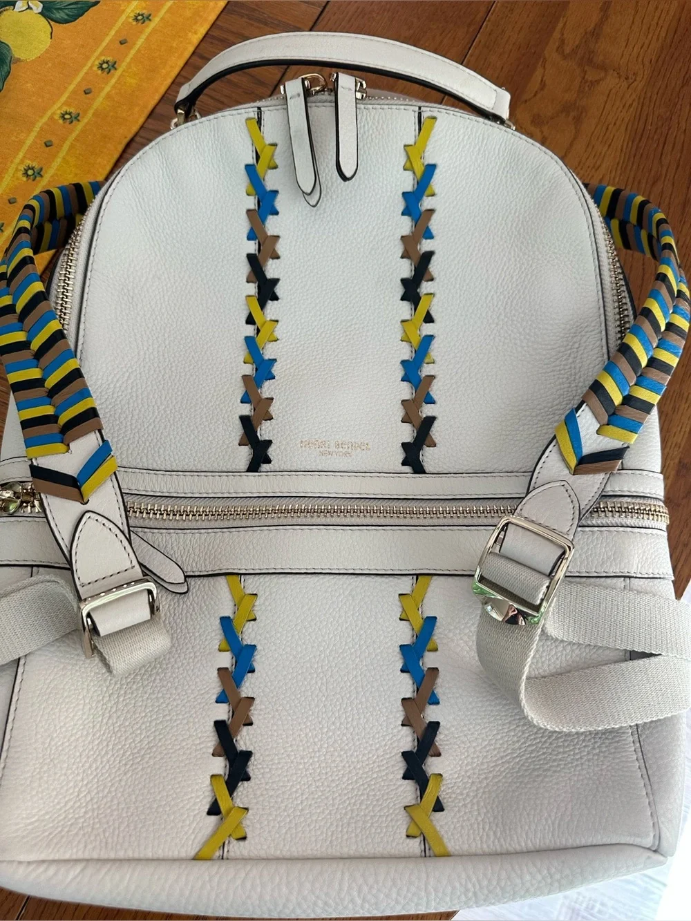 Vintage Henri Bendel SoHo Large Off White with Multi Braided Straps Backpack EUC